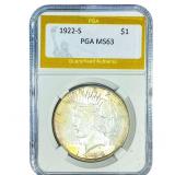 1922-S Silver Peace Dollar PGA MS63