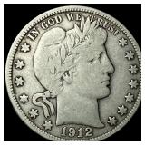 1912-S Silver Barber Half Dollar LIGHTLY  CIRCULA