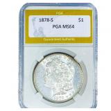 1878-S Morgan Silver Dollar PGA MS64