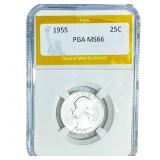 1955 Washington Silver Quarter PGA MS66