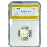 1941 Mercury Silver Dime PGA MS68