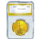 1927 $20 Gold Double Eagle NTC MS63