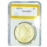 1921-S Morgan Silver Dollar PGA MS65