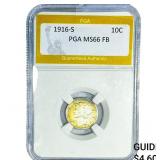 1916-S Mercury Silver Dime PGA MS66 FB