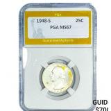 1948-S Washington Silver Quarter PGA MS67