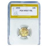 1935 Mercury Silver Dime PGA MS67 FBL