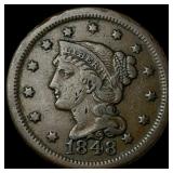 1848 Braided Hair Large Cent LIGHTLY  CIRCULATED