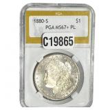 1880-S Morgan Silver Dollar PGA MS67+ PL