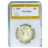 1943 Walking Liberty Half Dollar PGA MS63
