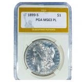 1899-S Morgan Silver Dollar PGA MS63 PL