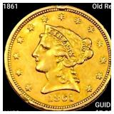 1861 Old Rev $2.50 Gold Quarter Eagle CHOICE AU