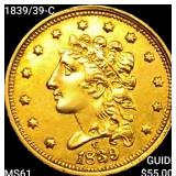 1839/39-C $2.50 Gold Quarter Eagle UNCIRCULATED