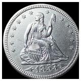 1853 Arrows/Rays Seated Liberty Quarter  CLOSELY