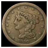 1850 Braided Hair Half Cent NEARLY UNCIRCULATED