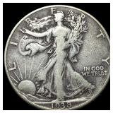 1938-D Silver Half Dollar Walking Liberty NEARLY U