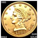 1883 $2.50 Gold Quarter Eagle CHOICE BU
