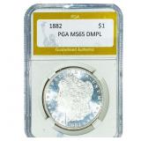1882 Morgan Silver Dollar PGA MS65 DMPL