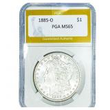 1885-O Morgan Silver Dollar PGA MS65