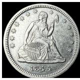 1844 Silver Seated Liberty Quarter CLOSELY  UNCIR