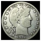1912-S Silver Barber Half Dollar LIGHTLY  CIRCULA