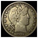 1912-D Silver Barber Half Dollar LIGHTLY  CIRCULA