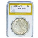 1878 Rev 79 Morgan Silver Dollar PGA AU58