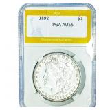 1892 Morgan Silver Dollar PGA AU55