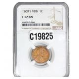 1909-S VDB Wheat Cent NGC F12 BN
