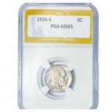 1935-S Buffalo Nickel PGA MS65