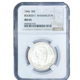1946 Booker T Half Dollar NGC MS65