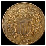 1865 Copper Two-Cent Piece NEARLY UNCIRCULATED
