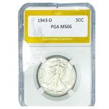 1943-D Walking Liberty Half Dollar PGA MS66