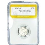 1943-S Mercury Silver Dime PGA MS68 FSB