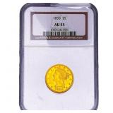 1858 $5 Gold Half Eagle NGC AU55