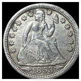 1853 Arrows Seated Liberty Dime CLOSELY UNCIRCULAT