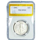 1945 Walking Liberty Half Dollar PGA MS64