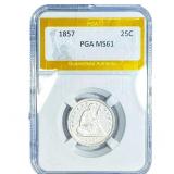 1857 Seated Liberty Quarter PGA MS61