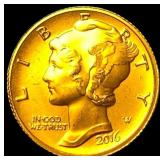 2016-W Gold 1/10oz Mercury Dime SUPERB GEM BU