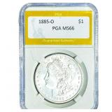 1885-O Morgan Silver Dollar PGA MS66
