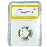 1943-D Mercury Silver Dime PGA MS66 FB
