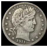 1911-D Silver Barber Quarter LIGHTLY CIRCULATED