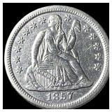 1857-O Silver Seated Liberty Dime CLOSELY UNCIRCUL