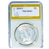 1924-S Silver Peace Dollar PGA MS62