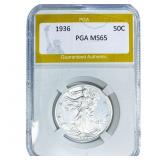 1936 Walking Liberty Half Dollar PGA MS65
