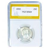 1932 Washington Silver Quarter PGA MS64