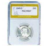 1949-S Washington Silver Quarter PGA MS67