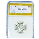 1945-D Mercury Silver Dime PGA MS66+