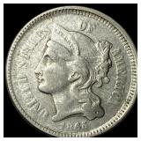 1865 Nickel Three-Cent Piece NEARLY  UNCIRCULATED