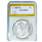 1884-CC Morgan Silver Dollar PGA MS64
