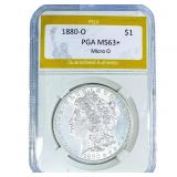 1880-O Morgan Silver Dollar PGA MS63+ Micro O